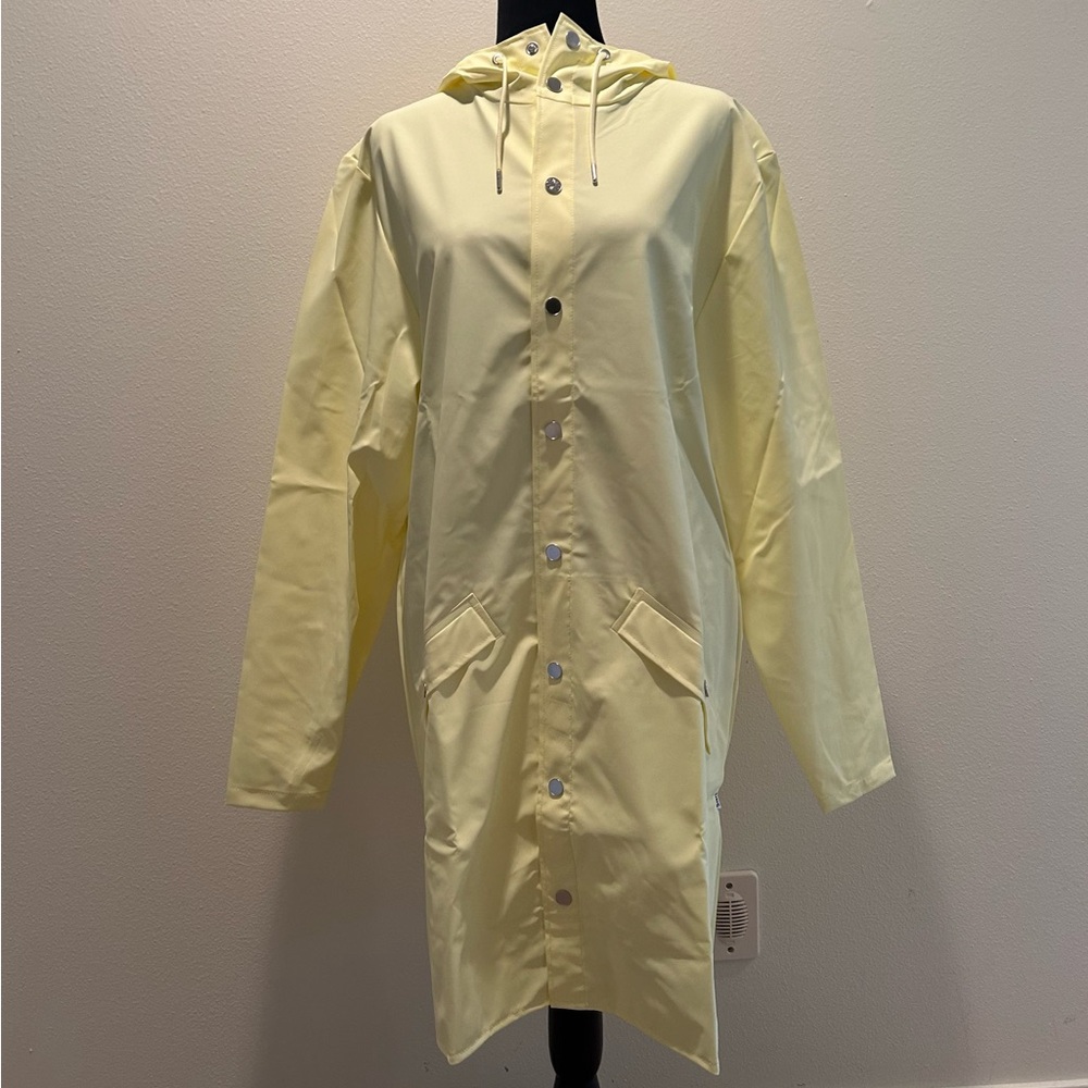 Rains Long Waterproof Unisex Jacket in Straw Size Small NWT - Picture 2 of 12